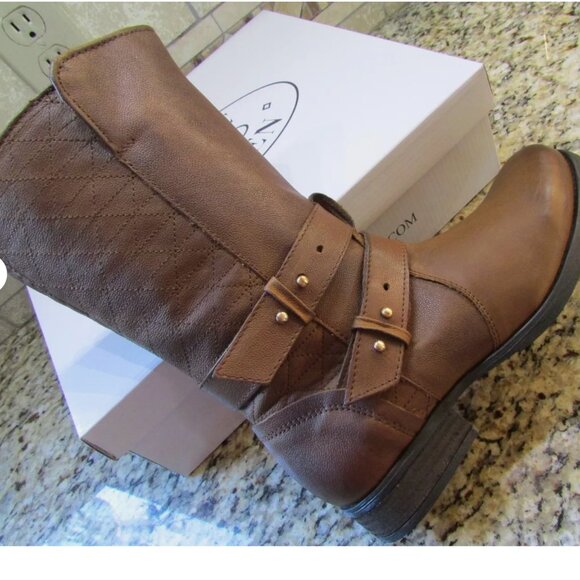 NEW STEVE MADDEN BROWN LEATHER MID BOOTS WOMENS SIZES - Picture 1 of 7